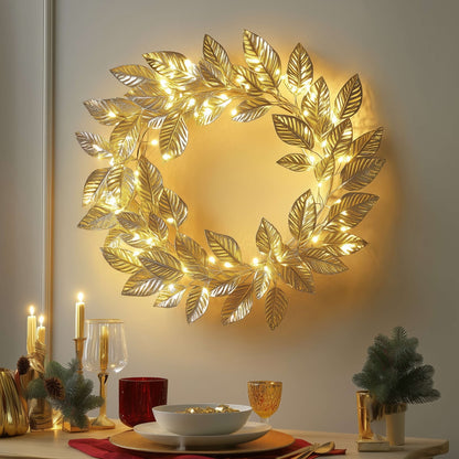Golden Leaf Wreath - Woof Lamp