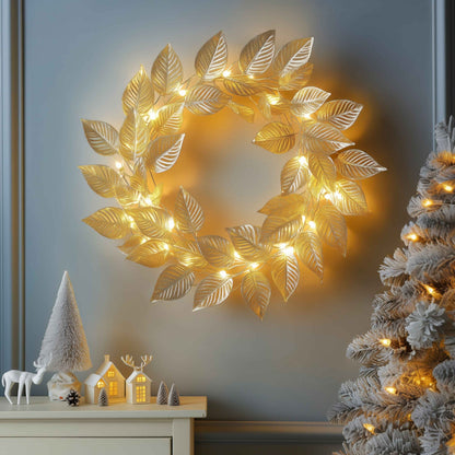 Golden Leaf Wreath - Woof Lamp